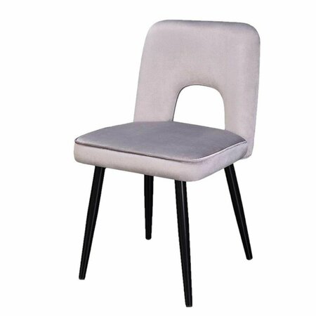 4D CONCEPTS Nancy Chair, Gray Velvet & Black Legs - 2 Piece 253737